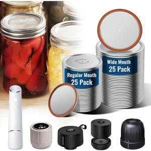50PCS Canning Lids - 25 Wide Mouth(3.31") & 25 Regular Mouth(2.67") Mason Jar Lids, Vacuum Seal for Ball, Kerr Jars, Compatible with Electric Vacuum Sealers, Food Grade Canning Supplies