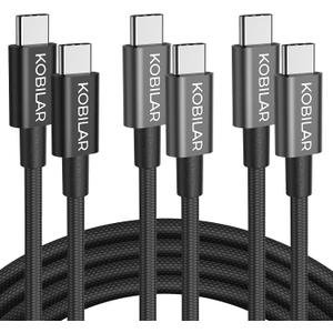 USB C to USB C Cable, 100W 5A Super Fast Charging, PD 3.0, Type C to Type C, 3-Pack (5ft, 6.6ft, 6.6ft), for iPhone 15/15 Pro/15 Pro Max, iPad Pro