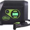 Slime 40051 Tire Inflator, Portable Car Air Compressor, Inflate Right automatic shut off, with Digital 99 psi Display, Long Hose and LED Light, 12V, 6 min inflation
