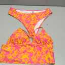 Floerns Women's Floral Print Halter Neck Tankini Top Two Piece Bathing Swimsuit (X-Large, Pink)