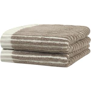 uxcell 100% Cotton Striped Hand Towels, Soft Absorbent Quick Drying Towel Sets for Home, Hotel, Gym, 14" x 32" 2 Pack Khaki