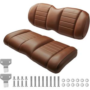NOKINS Golf Cart Premium Seat Cushion Kit,Seat Back & Seat Bottom Cushion Assembly (Coffee Brown, Fits EZGO TXT/RXV)