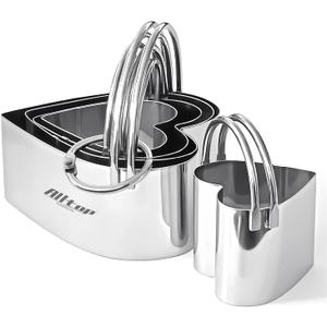 ALLTOP Biscuit Cutters with Handle, Stainless Steel Cookie Cutter, Professional Baking Essential Tools for Valentine's Day - Heart Shaped