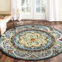 LR Home 4ft Round Indoor Wool Area Rug for Home Decor | Rugs for Living Room, Bedroom, Playroom, Entryway, Office | Hand Woven Modern Farmhouse Large Boho Area Rug for Room Decor | Blue/Multicolor