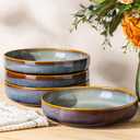 theterra 8.5'' Ceramic Pasta Bowls, Salad Bowls Set of 4, Stoneware Serving Bowls for Fruits, Noodle, Dinner, House-warming Wedding Present, Dusk Blue