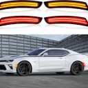 Bestview 4PCS LED Side Marker Lights for Chevrolet Camaro 2016-2023: Amber Front & Red Rear Fender Side Marker, Smoked Lens Bumper Marker Lamps, Waterproof Driver & Passenger Side Bumper Lights