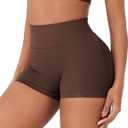 VOYJOY Women Workout Impact Shorts 2.5"/ 3.6"/ 4.5"/ 6" Scrunch Butt Lifting Gym Seamless Booty Biker Shorts (Brown, XS)