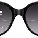 JM Classic Bifocal Reading Glasses Rectangular Stylish Sunglasses Readers for Women All Black +2.25