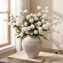 Waipfaru 10pcs Fake Silk Pompon Mum Artificial Flowers, Bulk Faux Mini Chrysanthemums, for Centerpieces Wedding Fillers Champagne Arrangements Shower Decorations, White