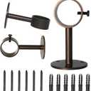 IHRDNNR Curtain Rod Brackets Heavy Duty Ceiling-Mount Drapery Hardware Holders Fit Rods up to 1 or 1.25 Inch Rods, Set of 3 (Bronze)