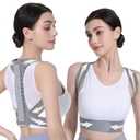 2 x OFIR Upper Back Posture Corrector for Women, After-Work Sofa Reading Support, Twin-Pressure System Back Straightener Posture Brace For Women, 3D Diamond Breathable Cushioning,High-Elastic Straps (Gray, XL)