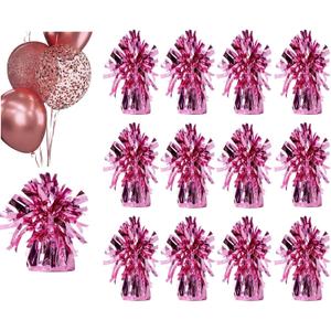 Balloon weights, 12 pieces, aluminum foil, suitable for birthday parties, gatherings, weddings, dinners and other occasions, weight 0.36lb (Pink 12pcs)