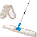 41" Commercial Dust Mop: Large Push Broom Wide Industrial Heavy Duty Hardwood Dry Sweeping Mop with 2 Pads Long Handle for Janitor Indoor Warehouse Gym Cleaning