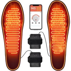 Heated Insoles Rechargeable, Foot Warmer with 5000 mAh Battery,4 Heat Settings Mobile app to Control Temperature, for Men and Women (L Size 8-12)