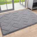 OLANLY Indoor Door Mat, 36x24, Dirt Resistant and Absorbent, Sturdy Non-Slip Rubber Backing, Easy to Clean, Washable Entry Mat, Ideal Low-Profile Mat for Front Back Door and Entryway, Medium Gray