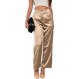 heipeiwa Women's Wide Leg Wedding Party Satin Casual Dress Nightout Pants Long Trouser, S Size