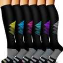6 Pack Copper Compression Socks for Women and Men Circulation-Best Support for Medical,Running,Nursing,Athletic (Small-Medium)