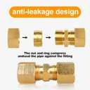 4 x 5/16 Inch OD Compression Copper Tube Union Straight Joiner Fittings for Air Gas Water