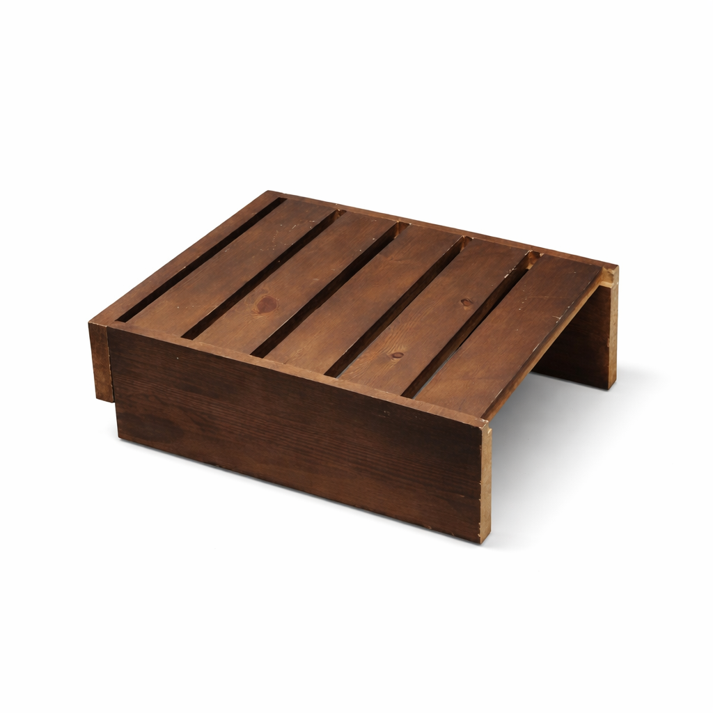 Acacia Wood Step Platform (14,5 x 12 Inch No Assembly Required), Outdoor Steps with Non-Skip Pads for Seniors, Wooden One Step Stool for Bed, Stair, Bathroom, Kitchen, Garden