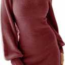 EXLURA Women's 2026 Mock Neck Ribbed Long Sleeve Bodycon Pullover Cute Mini Sweater Dress Vacation Outfits Winter Clothes, Size M