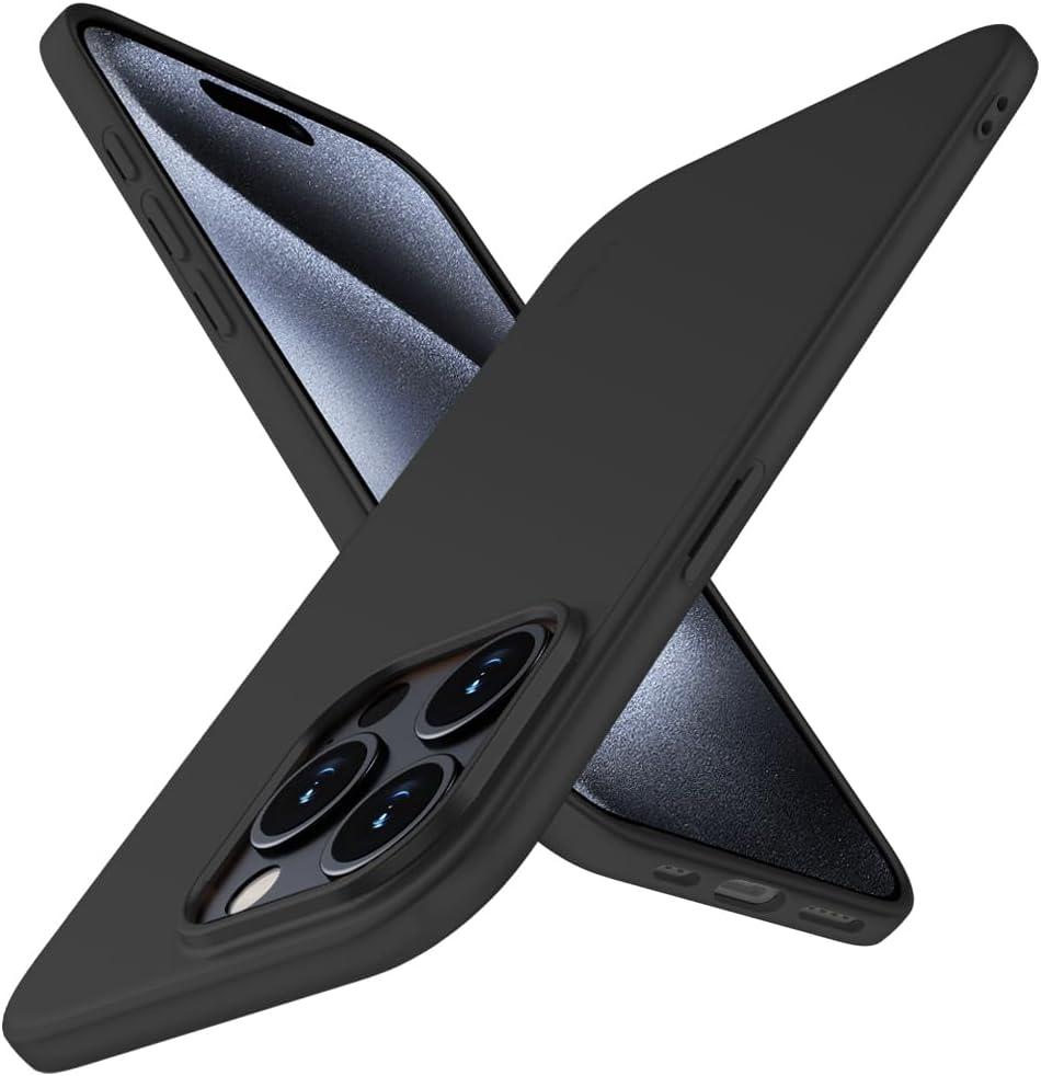 X-level Compatible with iPhone 15 Pro max Case Slim Fit Ultra-Thin [Guardian Series] Soft TPU Matte Finish Coating Phone Cases Lightweight Anti-Scratch Back Cover Grip 6.7" (2023)-Black