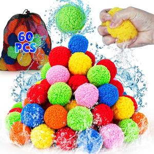 Reusable Water Balloons - 60 PCS Refillable Water Balls for Kids Outdoor Toys Games, Summer Pool Toys Water Play Splash Balls for Backyard Lawn Beach Fun Games for Boys Girls