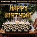 Clysee 50 Pcs Cheers to 80 Mini Birthday Gift Bags with Handles Party Favor Bags Bulk for Birthday Wedding Anniversary Supplies Decorations, 5.51 x 2.36 x 4.72 Inches (Black and Gold)
