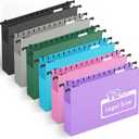 Ansook Plastic Extra Capacity Legal Hanging File Folders,Heavy Duty 2" Expansion Hanging Folder with 1/5 Tabs,12 Pack Filing Cabinet Folders,Accordion File Folders,Color File Organizer for Office