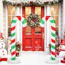 Simgoing 2 Pack 5ft Christmas Inflatable Candy Canes Outdoor Decorations, PVC Xmas Candy Canes Inflatable Column for Holiday Indoor Outdoor Holiday Yard Garden Lawn Decor (Green,Red)
