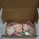 Fnize Pink Corsage and Boutonniere Set for Bride Groom Bridesmaids Groomsmen Wedding Homecoming Flowers Prom Suit Accessories, Rose Boutonniere and Wrist Corsage Flower