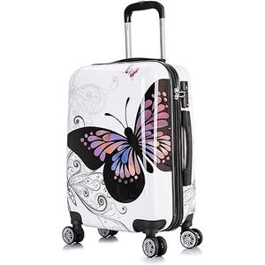 nUSA Butterfly Print Luggage with Spinner Wheels | Durable Lightweight Hardside Suitcase | Travel Bag with Handle and Trolley | 20 Inch Carry-On Spinner Luggage