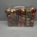 SHareconn 145pcs Christmas Balls Ornaments Set, Shatterproof Plastic Baubles Snowflakes, Stars and Tree Topper for Xmas Tree Holiday Wedding Party Decorations with Hanging Strings, Gold and Red