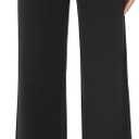 Womens High Waist Wide Straight Leg Trousers Casual Slacks Dress Pants with Pockets (4 Short, Black)