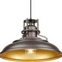 FEMILA 18" Outdoor Pendant Lights for Porch, Farmhouse Pendant Light, Barn Vintage Hanging Light Fixture for Kitchen Island, Adjustable Height,Oil Rubbed Bronze Finish, 4FY15-MP-L ORB