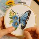 Butterfly Embroidery Kit, Complete DIY Needlework Set with Pattern, Hoop, Threads and Instructions- Home Wall Decortr Art Project
