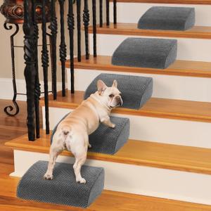 5 Pack 40D Density Foam Dog Ramp for Stairs Suits for Small Dogs Cats, Pet Steps Stairs for Staircase Stairs with Anti-Slip Bottom and Self-Sticky Pads to Fix Grey