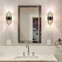 SAMTEEN Crystal Wall Sconces Set of Two Modern 2-Light Crystal Sconces Wall Lighting Black Glass Bathroom Wall Light Fixture for Hallway, Bedroom, Entryway, Foyer