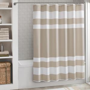 Madison Park Shower Curtain Spa Waffle Weave Long Shower Curtain for Bathroom 3M Scotchgard Moisture Management, Spa Quality Modern Shower Curtains for Bathroom, Long 72x78 Taupe