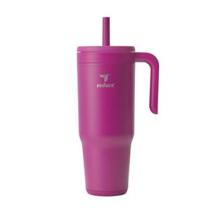 REDUCE Chiller Vacuum Insulated 40 oz Tumbler with Spill-Proof Silicone Straw - Sustainable Tritan Lid with Water Intake Markers - Soft Sit Base Travel Mug - Dishwasher Safe - Berry Bliss