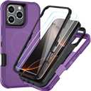 SunStory Magnetic for iPhone 16 Pro Case with HD Screen Protector, Compatible with MagSafe, 3-Layer Heavy Duty Full-Body Cover, 3 in 1 Hybrid Protective Case for iPhone 16 Pro 6.3",Purple
