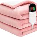 Heated Throw Blanket 50"60" - Premium Cosy Soft Electric Blanket with 6 Heating Levels,Fast Heating Flannel Sherpa Blanket for Bed & Couch - Auto Shut Off/Machine Washable Blanket (Pink)