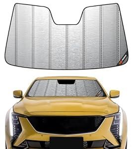 Pigenius Windshield Sunshade for Cadillac CT5 2020-2025 (Sedan) Luxury/ Sport, Metallic Silver Finish