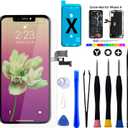 Brinonac for iPhone X OLED Screen Replacement Kit, 5.8 inch 3D Touch Screen Display Digitizer Frame Assembly Set with Repair Tools and Tempered Glass Protector (Black)