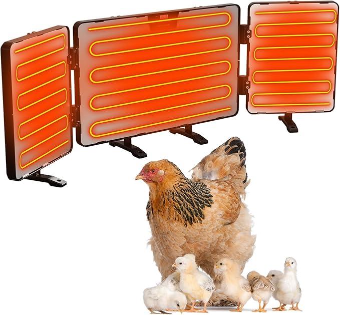 Foldable Chicken Coop Heater for Winter, Large Size 260W Heater with Thermal Protector, 3 Ways to Use Inside Coop, Suitable for Chickens, Dogs, Cats