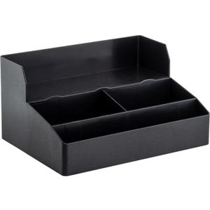 Tablecraft 12637 Coffee Condiment and Cup Storage Organizer, 3 Compartments + 3 cup Holders, PP Plastic, Black, Dishwasher Safe, Ideal for Restaurants, Cafs & Breakfast Buffets