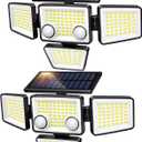 LYWALT Solar Outdoor Lights - 3000LM 188 LED Motion Sensor Outdoor Lights, 4 Heads Security Light,IP65 Waterproof, Easy Install,270Wide Angle Flood Wall Light with 3 Modes for Backyard Yard (2 Pack)