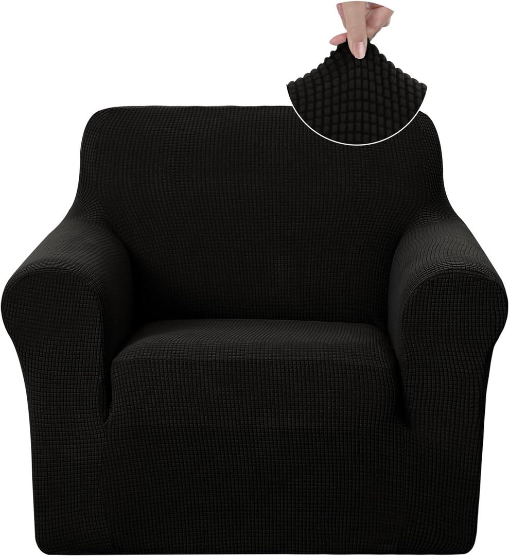 U-NICE HOME Recliner Chair Covers Stretch Couch Cover Sofa Cover Sofa Slipcover Furniture Protector for Chair Cover Pet Friendly(Armchair, Black)