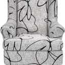 CRFATOP 2 Piece Stretch Wingback Chair Cover Printed Wing Chair Slipcovers Spandex Fabric Wingback Armchair Covers with Elastic Bottom for Living Room Bedroom Wingback Chair,C30