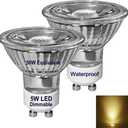 Waterproof 5W GU10 LED Range Hood Bulbs,Dimmable,Warm White 3000K,Indoor Lighting,Kitchen&Cooking Stove Light,Appliance Light Bulbs,Recessed Track Lighting,50W Equivalent,Glass Reflector,2-Pack