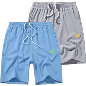 Vcansion 2 Pack Men's Outdoor Lightweight Hiking Shorts Quick Dry Sports Casual Running Shorts with Pockets (L)